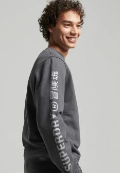 Superdry CODE LINEAR LOOSE - Sweatshirt - Charcoal -Superdry Shop a213daae574e4ed886b4fd721e873542