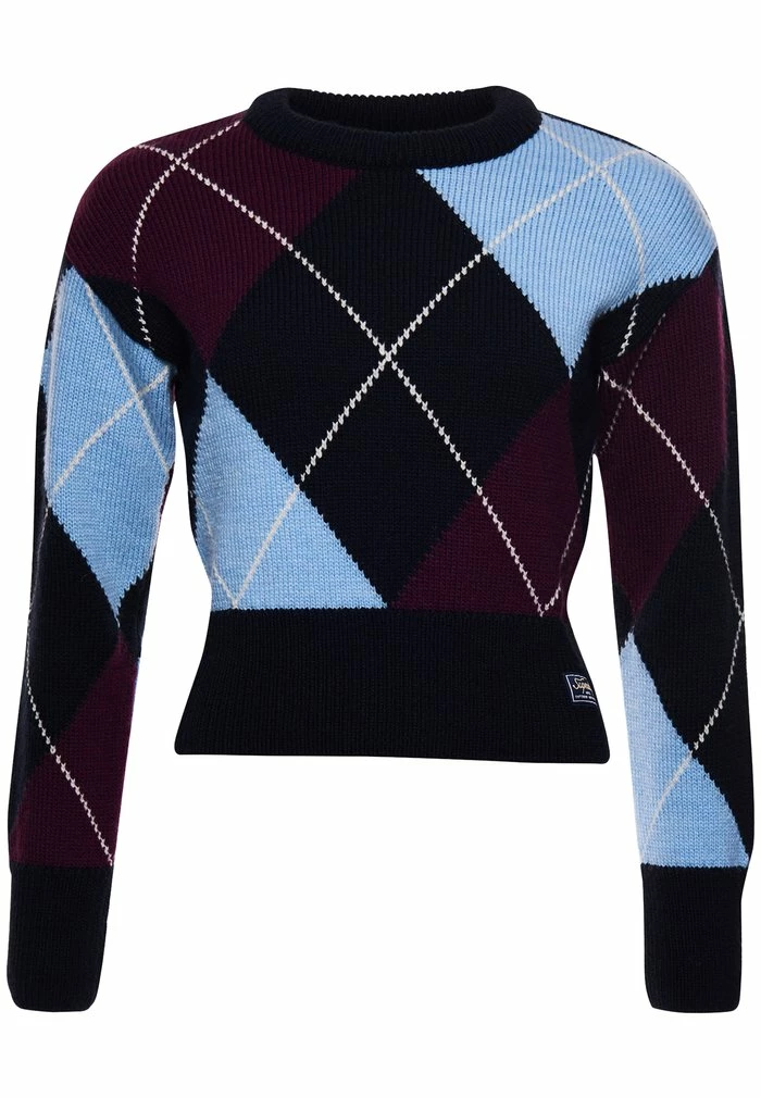 Superdry Jumper - Navy Argyle 1 Superdry Jumper - Navy Argyle