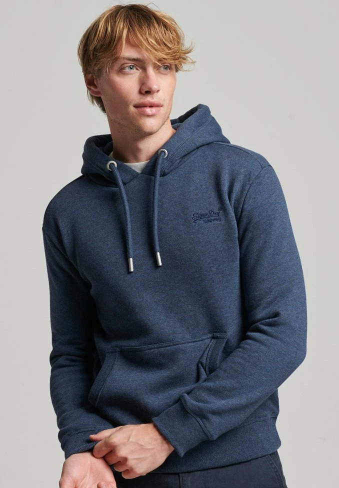 Superdry LOGO EMBROIDERED - Hoodie - Vintage Navy Marl 1 Superdry LOGO EMBROIDERED - Hoodie - Vintage Navy Marl