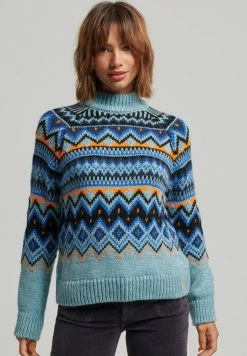 Superdry VINTAGE JACQUARD - Jumper - Soft Blue Jacquard