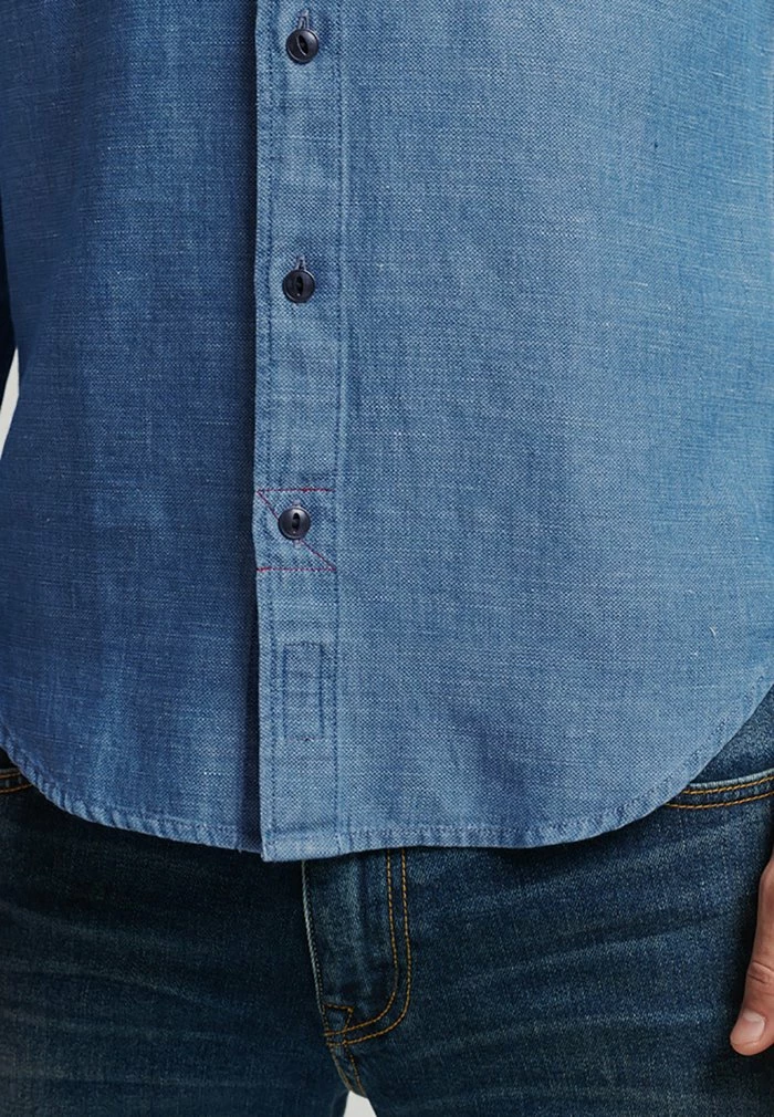 Superdry VINTAGE GRANDAD - Shirt - Indigo Slub Herringbone 4 Superdry VINTAGE GRANDAD - Shirt - Indigo Slub Herringbone - Image 4