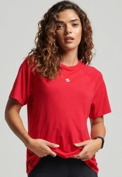 Superdry SPORT RUN SHORT SLEEVE - Print T-shirt - Carmine Red