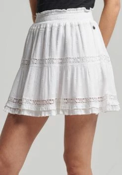Superdry VINTAGE LACE - Mini Skirt - Brilliant White