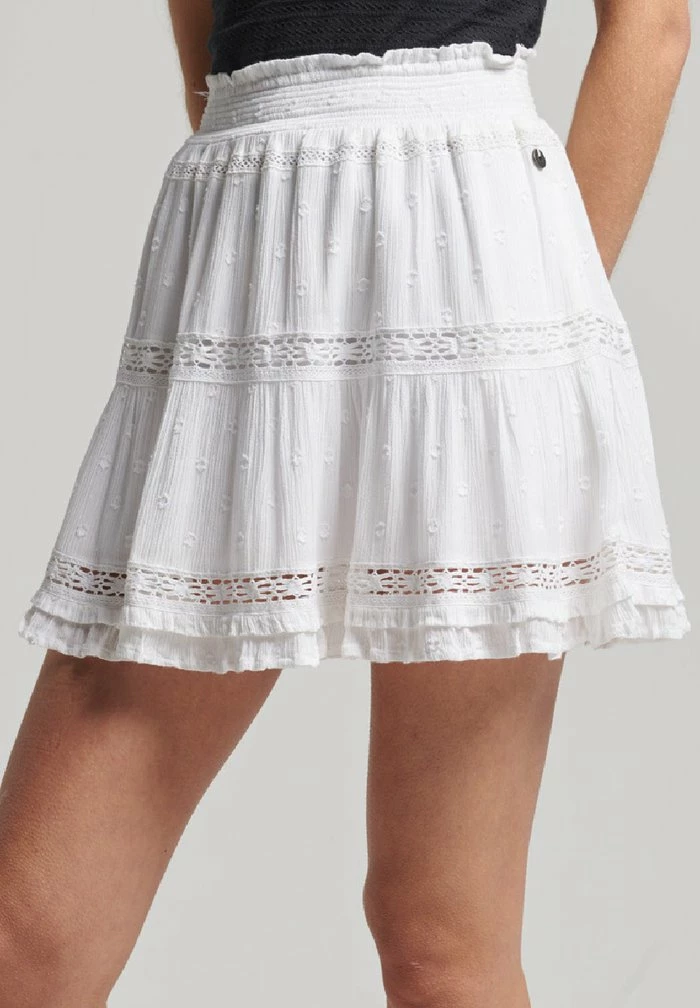 Superdry VINTAGE LACE - Mini Skirt - Brilliant White 1 Superdry VINTAGE LACE - Mini Skirt - Brilliant White