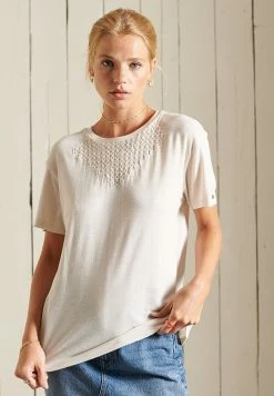 Superdry CHEVRON SHORT SLEEVED - Print T-shirt - Oatmeal