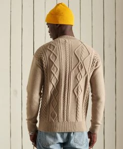 Superdry PATCHWORK CABLE CREW - Jumper - Oatmeal -Superdry Shop a4566f56d0904f3896711fe6b372942c