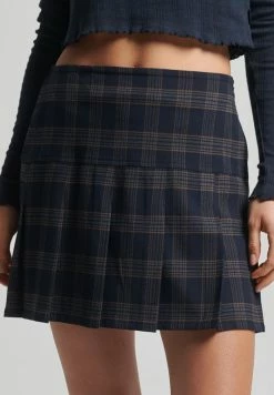Superdry VINTAGE - Mini Skirt - Navy Gold Check