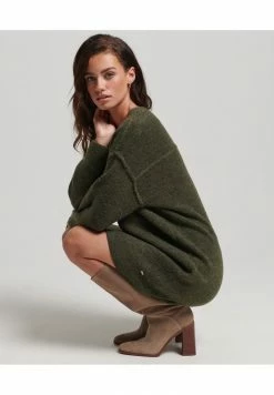 Superdry V NECK - Jumper Dress - Army Khaki Marl -Superdry Shop a541df34ddec49d0a4d4e548a1b185ef