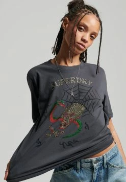 Superdry VINTAGE SUIKA - Print T-shirt - Heavy Backstage Black