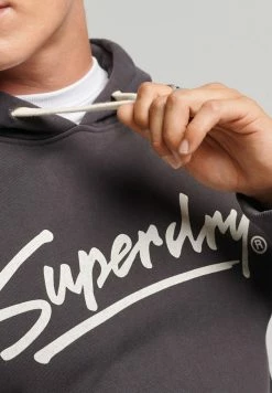 Superdry VINTAGE DOWNTOWN SCRIPT - Hoodie - Bison Black -Superdry Shop a624b2f157344d03b84edf4e0dafa03a