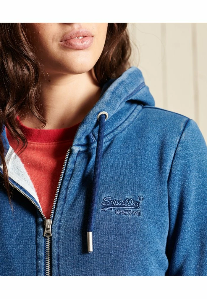 Superdry VINTAGE LOGO EMBROIDERED - Zip-up Sweatshirt - Mid Indigo 3 Superdry VINTAGE LOGO EMBROIDERED - Zip-up Sweatshirt - Mid Indigo - Image 3