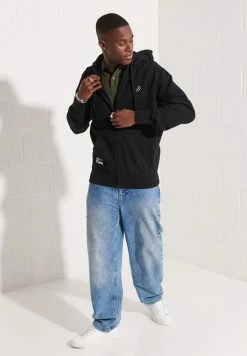 Superdry Zip-up Sweatshirt - Black