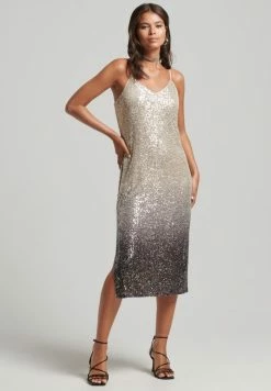 Superdry OMBRE SEQUIN SLIP MIDI - Cocktail Dress / Party Dress - Silver Dip Dye