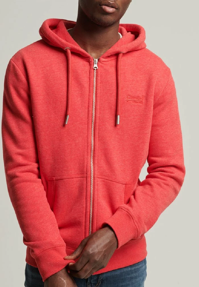 Superdry Zip-up Sweatshirt - Papaya Red Marl 1 Superdry Zip-up Sweatshirt - Papaya Red Marl