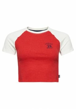 Superdry COLLEGE GRAPHIC CROPPED - Print T-shirt - Risk Red Marl Ecru -Superdry Shop a7d9edf568a548a1bbf9aad2dd658f8c