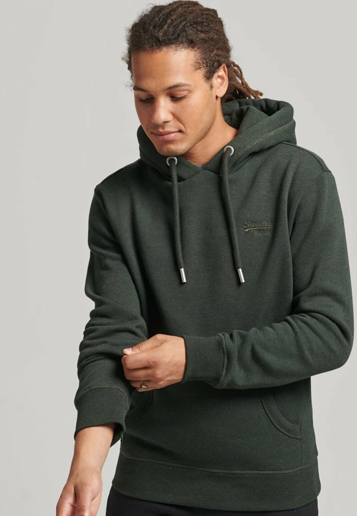 Superdry LOGO EMBROIDERED - Hoodie - Dark Olive Marl 1 Superdry LOGO EMBROIDERED - Hoodie - Dark Olive Marl