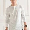Superdry STUDIOS SLUB HENLEY - Long Sleeved Top - Optic
