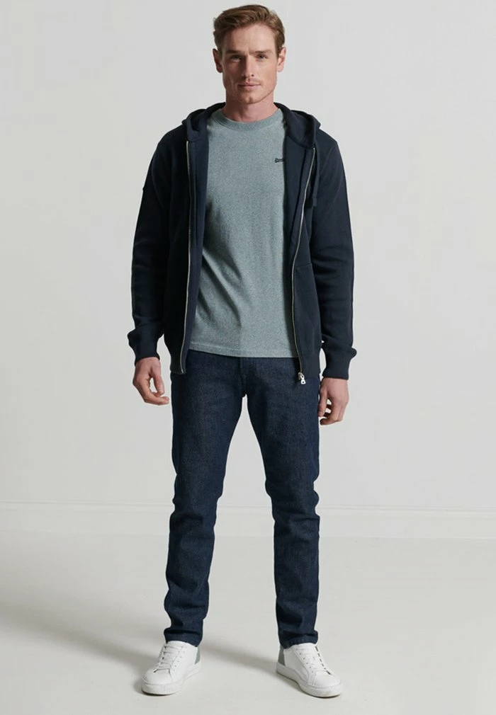 Superdry Basic T-shirt - Coastal Blue Grit 1 Superdry Basic T-shirt - Coastal Blue Grit