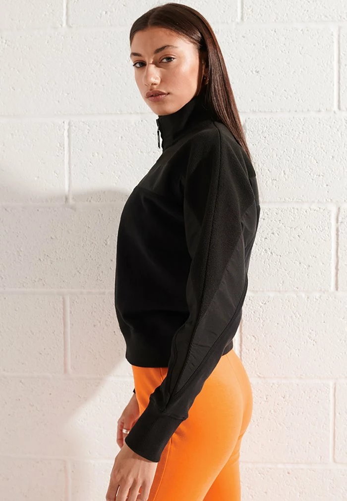 Superdry DOLMAN HENLEY - Fleece Jumper - Black 4 Superdry DOLMAN HENLEY - Fleece Jumper - Black - Image 4