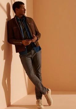 Superdry RACER - Leather Jacket - Tobacco