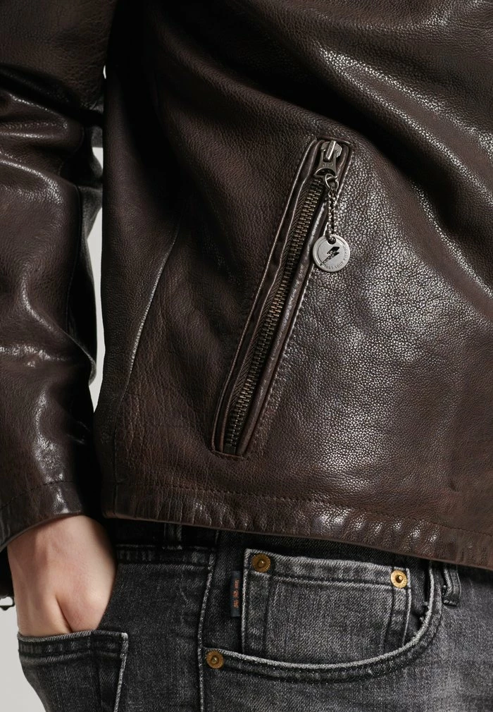 Superdry Leather Jacket - Chocolate 4 Superdry Leather Jacket - Chocolate - Image 4