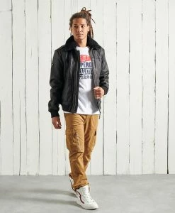 Superdry AVIATOR FLIGHT - Leather Jacket - Black -Superdry Shop ac64c5576a904b9faba7d86ac2196339