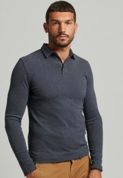 Superdry LONG SLEEVE - Polo Shirt - Eclipse Navy Marl