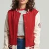 Superdry VINTAGE VARSITY - Bomber Jacket - Varsity Red Oatmeal