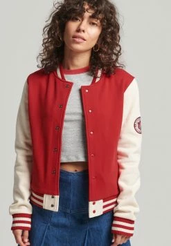Superdry VINTAGE VARSITY - Bomber Jacket - Varsity Red Oatmeal