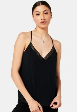 Superdry STUDIOS LACE MIX CAMI - Top - Black