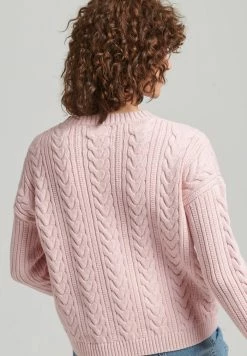 Superdry DROPPED SHOULDER CABLE CREW NECK - Jumper - Nappa Pink Twist -Superdry Shop ae6e48bbed04472ab9e85b04c07701ec