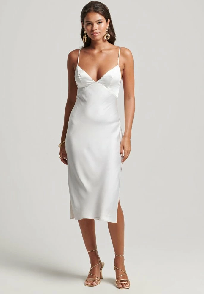 Superdry PREMIUM TIE BACK MIDI - Cocktail Dress / Party Dress - Optic 1 Superdry PREMIUM TIE BACK MIDI - Cocktail Dress / Party Dress - Optic