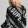 Superdry UNISEX CORE LOGO ALL OVER PRINT CREW - Sweatshirt - Black
