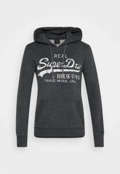 Superdry INFILL HOOD - Hoodie - Charcoal Marl