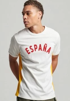 Superdry RINGSPUN FOOTBALL SPAIN - Print T-shirt - Winter White