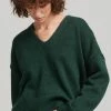 Superdry OVERSIZED V NECK - Jumper - Pine