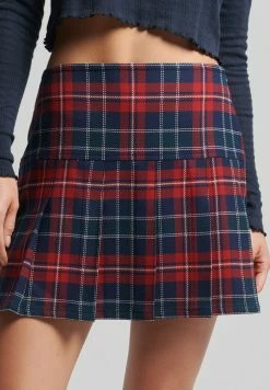 Superdry VINTAGE - Mini Skirt - Navy Red Check