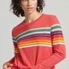 Superdry CALI STRIPE - Long Sleeved Top - Risk Red Marl
