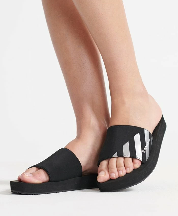 Superdry Pool Slides - Black Metallic 1 Superdry Pool Slides - Black Metallic