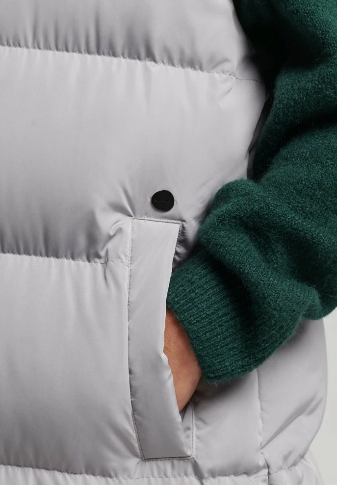 Superdry LONGLINE PADDED - Waistcoat - Flat Grey 4 Superdry LONGLINE PADDED - Waistcoat - Flat Grey - Image 4