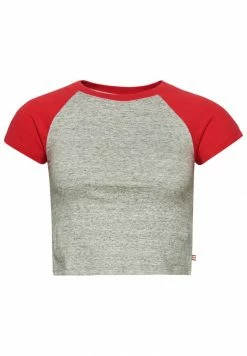Superdry BASEBALL TINY - Print T-shirt - Athletic Grey Marl Red