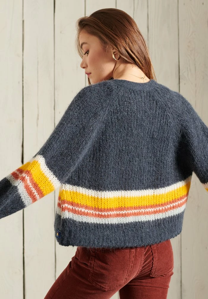 Superdry ALPACA BLEND STRIPE - Cardigan - Eclipse Navy Stripe 3 Superdry ALPACA BLEND STRIPE - Cardigan - Eclipse Navy Stripe - Image 3