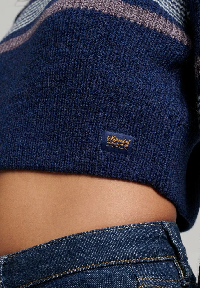 Superdry CROPPED CLASSIC CREW - Jumper - Navy Stripe 3 Superdry CROPPED CLASSIC CREW - Jumper - Navy Stripe - Image 3