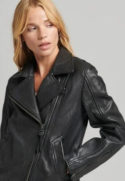Superdry Leather Jacket - Vintage Black 9 Superdry Leather Jacket - Vintage Black -Superdry Shop b4ec9559c4734de3b8293a175112adae