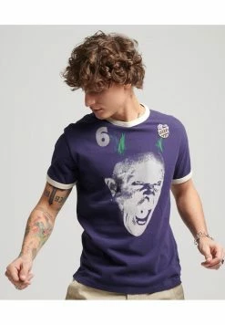 Superdry ALLSTARS KF GRAPHIC RINGER - Print T-shirt - Rinse Navy