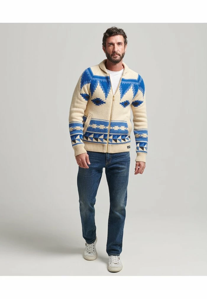 Superdry PATTERNED SHAWL ZIP THROUGH - Cardigan - Oatmeal Multi 2 Superdry PATTERNED SHAWL ZIP THROUGH - Cardigan - Oatmeal Multi - Image 2