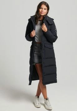 Superdry EVEREST LONGLINE PUFFER - Winter Coat - Jet Black