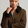 Superdry BORG LINED INDIE - Denim Jacket - Tobacco Brown