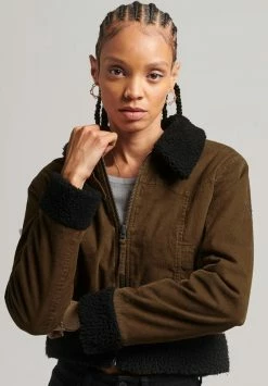 Superdry BORG LINED INDIE - Denim Jacket - Tobacco Brown