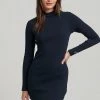Superdry LOGO RIB BODYCON - Shift Dress - Deep Navy